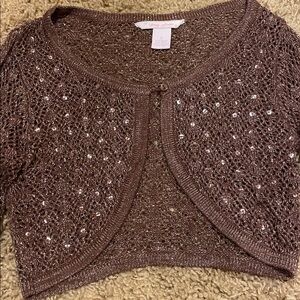 Brown Knit Sparkly Bolero